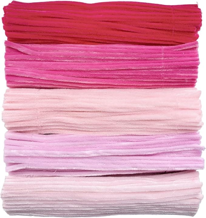 Pink Pipe Cleaners Craft Supplies Chenille Stems for Handmade Gift Flower Bouquet DIY Art and Craft Projects (6 mm x 12 Inch)，500pcs Pink