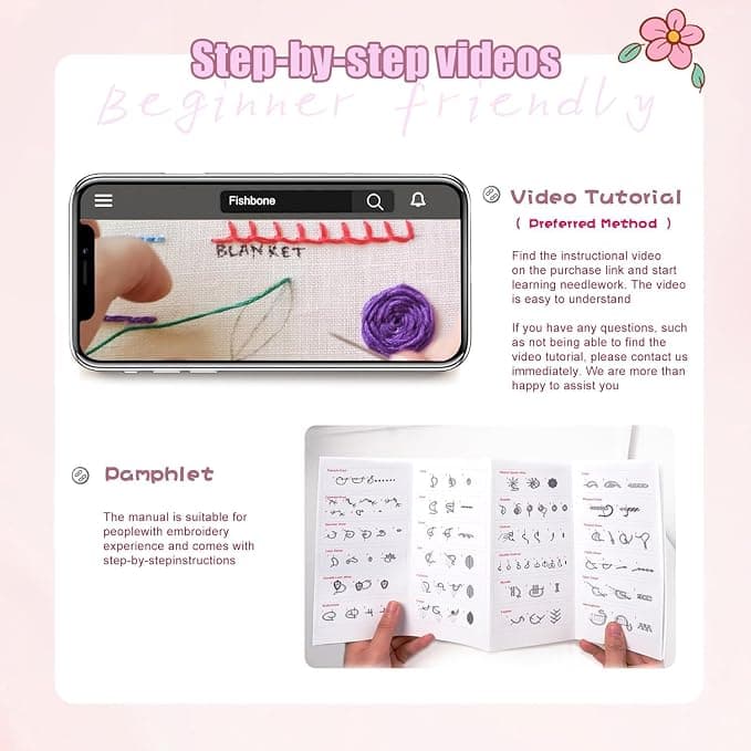 spicssa 2026 Upgraded DIY Stitch Book Kit, Embroidery Stitch Book Kit, Comprehensive Guide with Various Patterns, Complete Toolkit and Video Tutorials, Perfect for Beginners and Craft Lovers