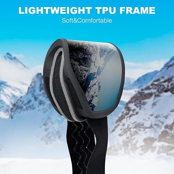 suoso OTG Ski Goggles for Men and Women, UV400 Protection Anti Fog Snowboard Goggles for Youth Adult Helmet Compatible
