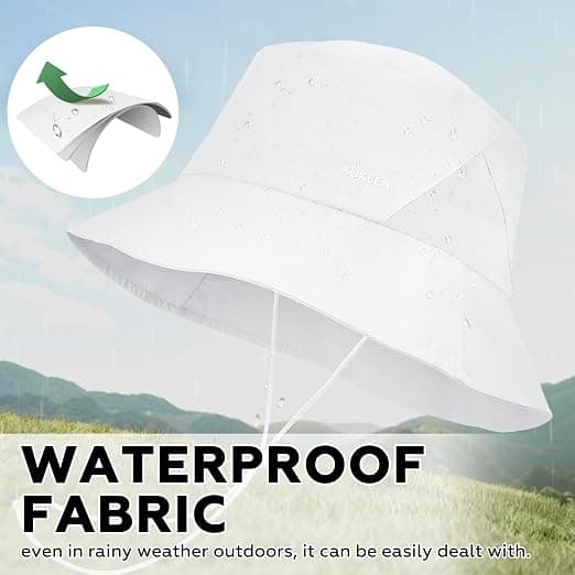 Sukeen Women's Lightweight Adjustable Bucket Hat for Summer Outdoor Use,Breathable & Soft Sun Hat UV Protection and Quick-Dry White
