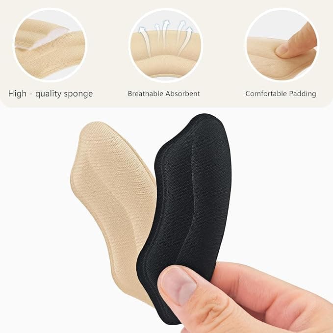 10 Pairs Heel Pads for Shoes, Soft Elastic Foam Shoe Heel Pad to Prevent Heel Chafing, Heel Grips for Sneakers and Boots Shoes Too Big, Beige and Black
