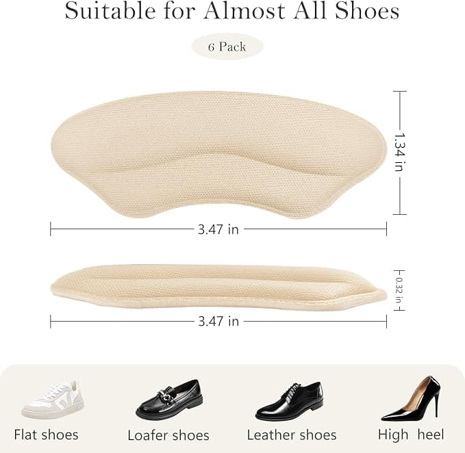 10 Pairs Heel Pads for Shoes, Soft Elastic Foam Shoe Heel Pad to Prevent Heel Chafing, Heel Grips for Sneakers and Boots Shoes Too Big, Beige and Black