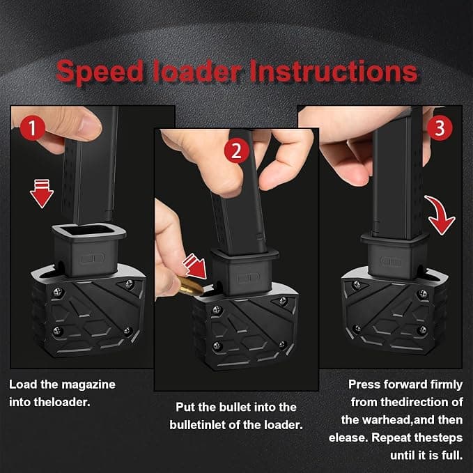 Naerza 9mm Speed Loader for Glock, Magazine Loader for 9mm/.40 S&W, Fast Easy Reloading, Hand-Safe Pain-Free Use, Fits Glock 17/18/19/22/23/24/26/27/34/35/45/47, Durable Portable