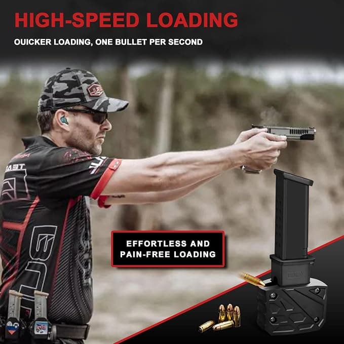 Naerza 9mm Speed Loader for Glock, Magazine Loader for 9mm/.40 S&W, Fast Easy Reloading, Hand-Safe Pain-Free Use, Fits Glock 17/18/19/22/23/24/26/27/34/35/45/47, Durable Portable