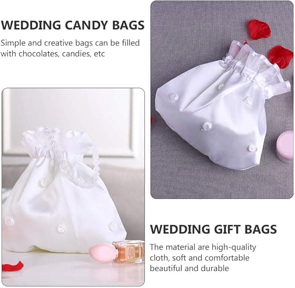 ABOOFAN Wedding Candy Bags 2 Pack Drawstring Lace Pouches for Wedding Gift Bags Party Candy Pouches Bridal Money Bag Cloth Favor Bags 8.66 X 8.26 X 0.07 in