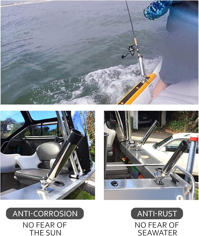 Xinkunmarine Fishing Rod Holder for Boat, 316 Stainless Steel Adjustable Fishing Pole Holder, Marine Quality Deck Mount Trolling Rod Holder for Boat Yacht