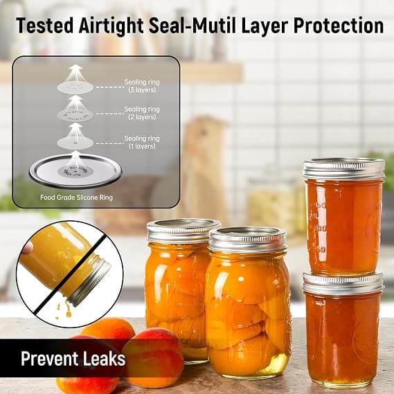 UR ADVANCE 50PCS Canning Lids - 25 Wide Mouth(3.31") & 25 Regular Mouth(2.67") Mason Jar Lids, Vacuum Seal for Ball, Kerr Jars, Compatible with Electric Vacuum Sealers, Food Grade Canning Supplies