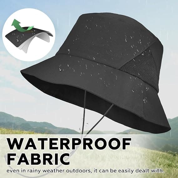 Sukeen Women's Lightweight Adjustable Bucket Hat for Summer Outdoor Use,Breathable & Soft Sun Hat UV Protection and Quick-Dry Black