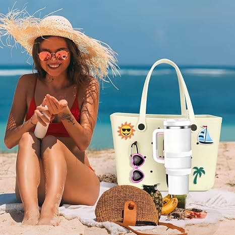 CHOULULUED Cup Holder for Bogg Bag Compatible with Stanley 30 oz 40 oz, Drink Holder for Simple Modern Rubber Beach Tote, Water Bottle Holder Attachment for XL Medium Small Bog Bag