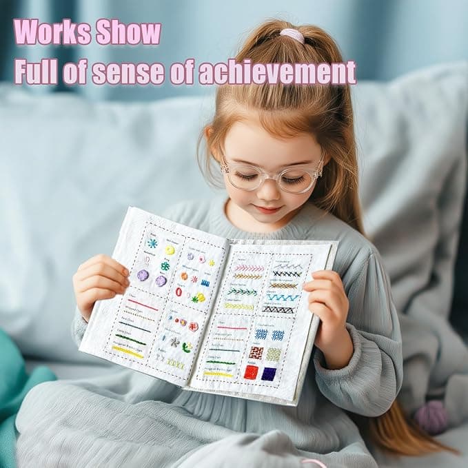 spicssa 2026 Upgraded DIY Stitch Book Kit, Embroidery Stitch Book Kit, Comprehensive Guide with Various Patterns, Complete Toolkit and Video Tutorials, Perfect for Beginners and Craft Lovers