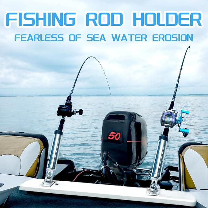 Xinkunmarine Fishing Rod Holder for Boat, 316 Stainless Steel Adjustable Fishing Pole Holder, Marine Quality Deck Mount Trolling Rod Holder for Boat Yacht