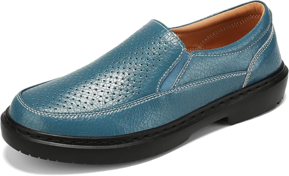 BEAUSEEN Women's Comfort Slip-On Loafers Breathable Driving Mocs Walking Shoes Comfort Business Casual Dress Flats Shoes for Women Azure, 8.5 US