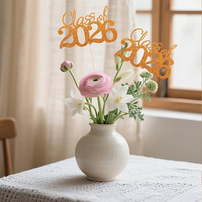 10 PCS Graduation Class Centerpieces Orange Class of 2026 Graduation Centerpieces, 2026 Centerpieces for Tables Cake Toppers