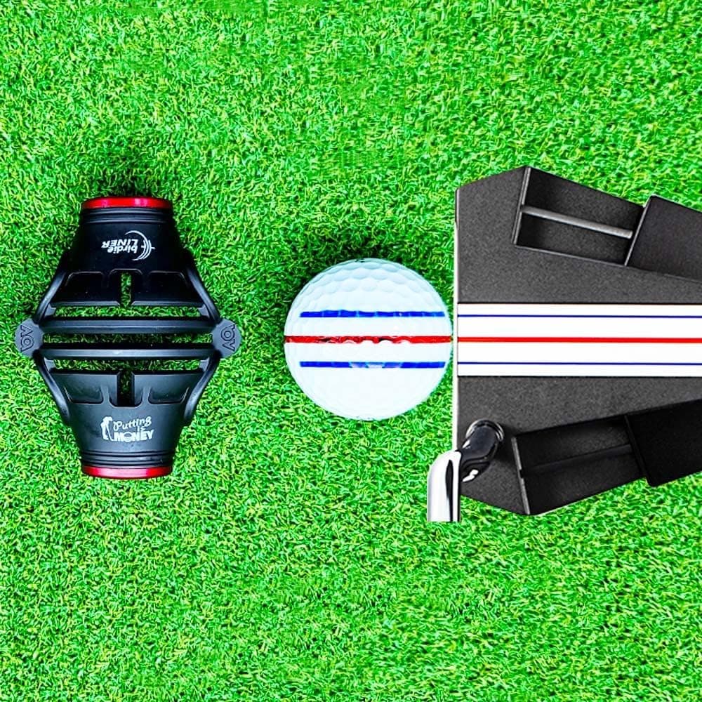 Vantico 1 pcs Golf Ball Line Drawing Tool, Professional Alignment Marker with Plastic Guide Template, Red Black Pen, for Putting Accuracy