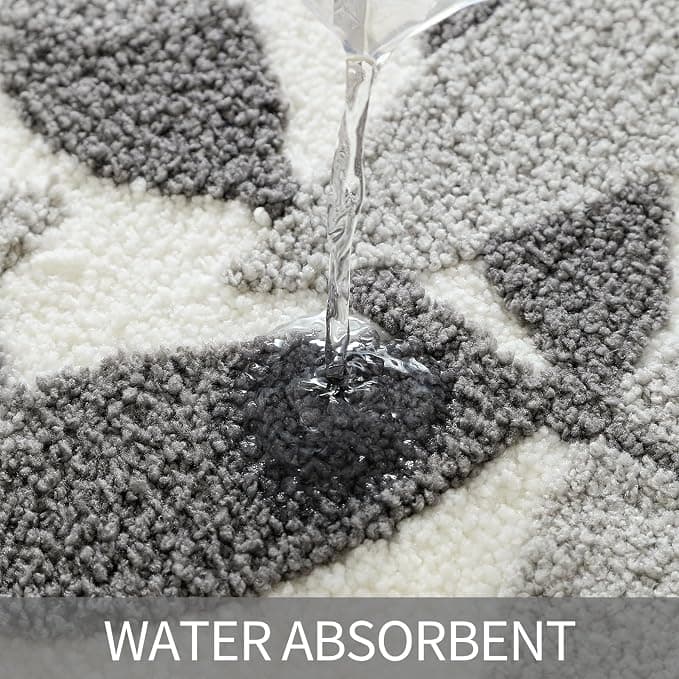 Gibelle Grey Bathroom Rug, Non-Slip Strong Water Absorbent Plush Microfiber Bath Mat, Machine Washable Bathroom Floor Mat Shower Rug Cute Leaves Bathmat Indoor Doormat, 20"x32"