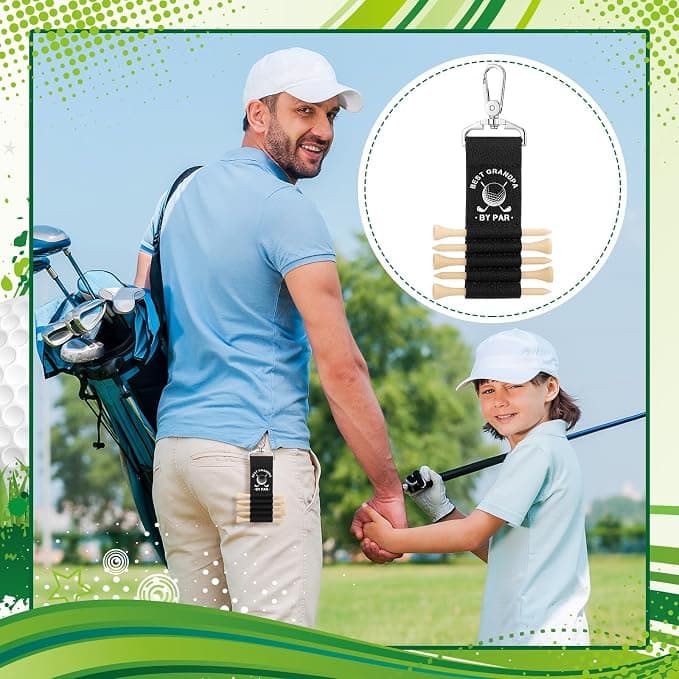 Ceenna 5 Pcs Father's Day Golf Tees Holder Set Wooden Tees Birthday Golf Gift for Men Grandpa from Daughter Son(Best Grandpa by Par)