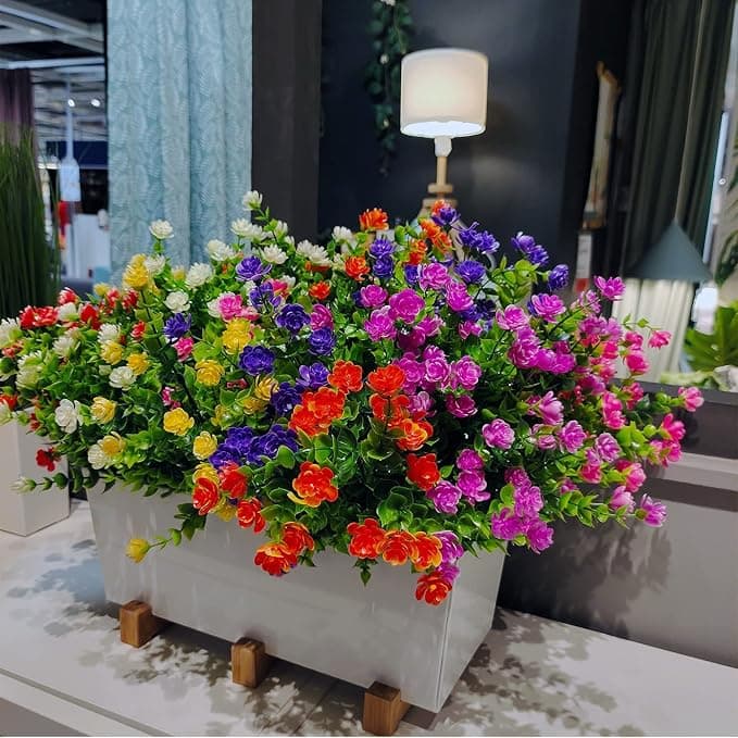 WEAUSUP 21 Bundles Artificial Outdoor Flowers Fake Plants & Greenery