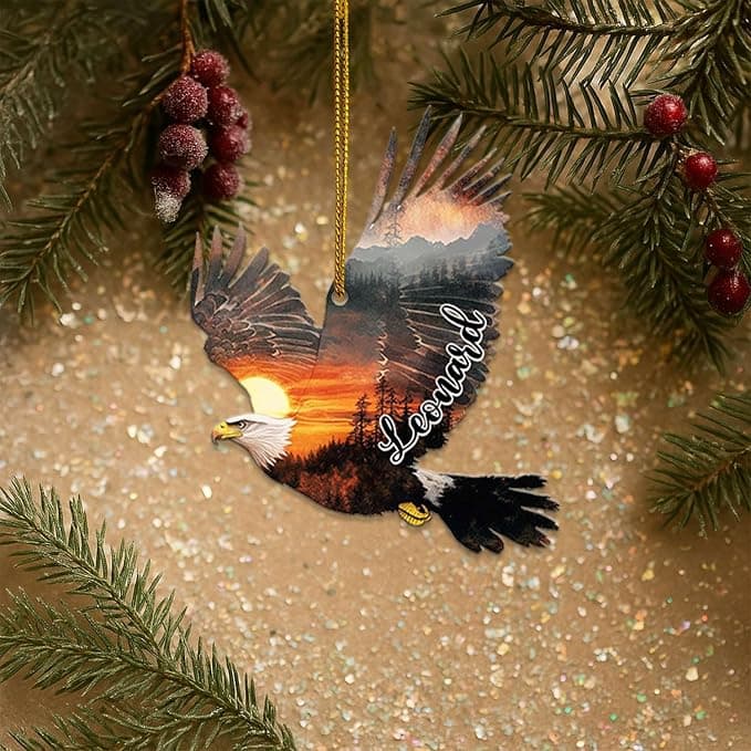 AVERXO Christmas Bald Eagles Gifts for Men Women - 2D Flat (Not 3D) Suncatcher Christmas Ornaments 2025 - Eagle Ornaments for Tree, American Eagle Ornament, Eagle Gifts for Men Women, Birds Lover Gift