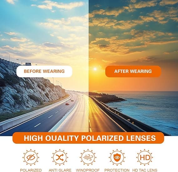 suoso Sports Cycling Sunglasses for Men: Lightweight UV Protection Polarized Sun Glasses for Youth Baseball Softball Running