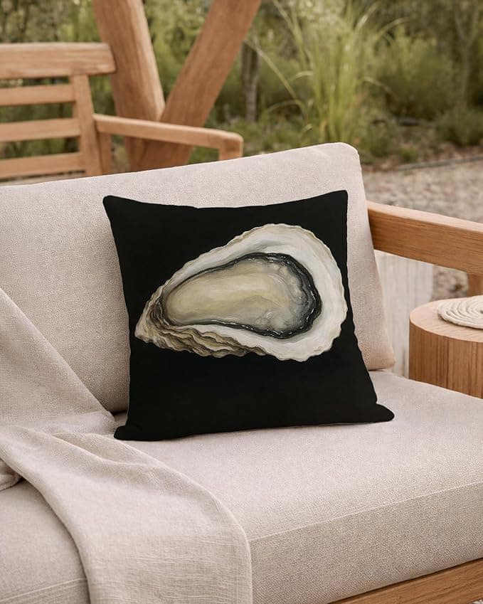 DVFDBHSV Dark Moody Oyster Coastal Pillow Cover 18x18, Beach House Decor, Dark Academia Ocean Oysters Decorative Throw Pillow Cover Pillowcase for Living Room Home Bedroom
