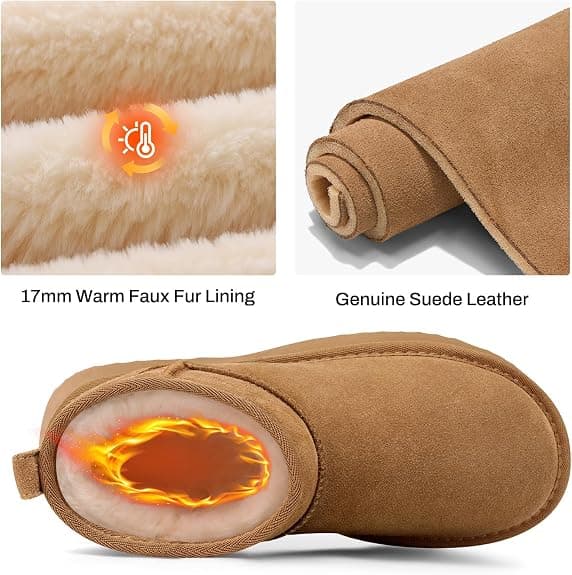 TEMOFON Snow Boots for Women Platform Winter Ankle Booties Suede Waterproof Mini Warm Fur Comfortable Outdoor Shoes 2025
