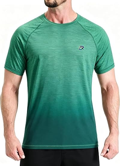 EZRUN Men's UPF 50+ Swim Shirt Quick Dry Rash Guard | UPF 50+ Gradient Shirt Blocks Harmful UV Rays. Quick-dry, Chafe-free Fabric is Perfect for Surfing, Gym & Beaches