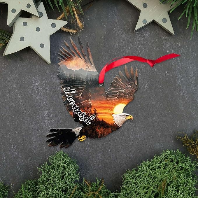 AVERXO Christmas Bald Eagles Gifts for Men Women - 2D Flat (Not 3D) Suncatcher Christmas Ornaments 2025 - Eagle Ornaments for Tree, American Eagle Ornament, Eagle Gifts for Men Women, Birds Lover Gift