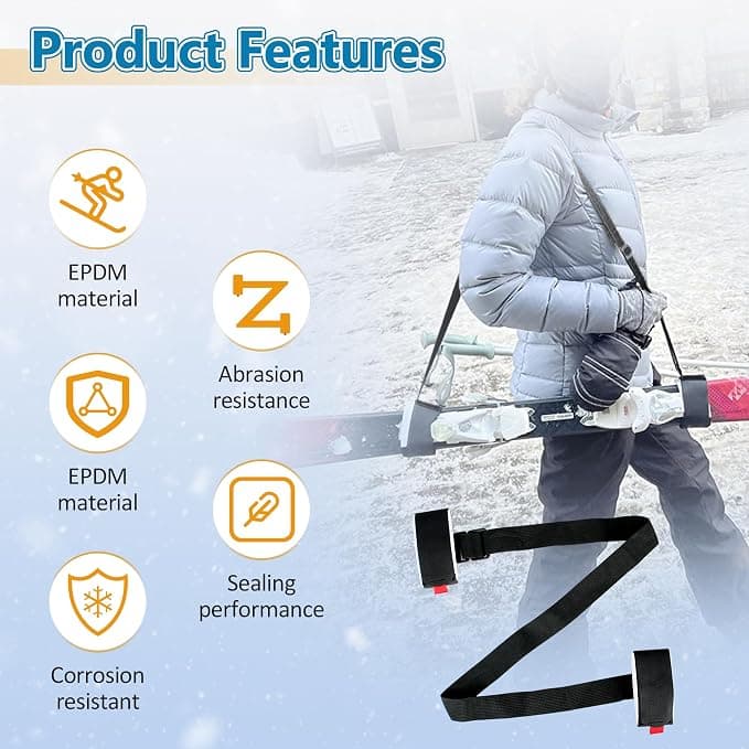 Ski Boot Straps, Adjustable Skis Shoulder Carrier Strap, Ski and Pole Carrier Strap, Skis Straps with Protector Pads Fit for Ski- s Poles, Boards, Carrying Outdoor Winter Sports Skiing Accessories