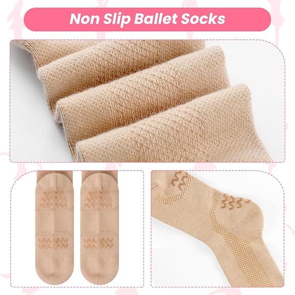 Twistover 5 Pairs Dance Non-slip Sock with Spin Spot Thin Sheer Ballet Dance Seamless Tight Sock for Women Girl Dancer(Xs)