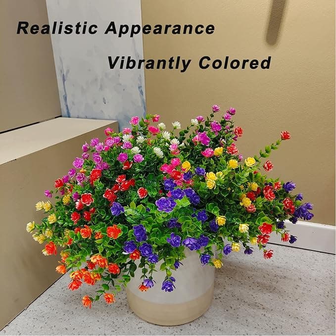 WEAUSUP 21 Bundles Artificial Outdoor Flowers Fake Plants & Greenery