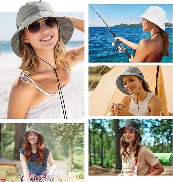 Sukeen Women's Lightweight Adjustable Bucket Hat for Summer Outdoor Use,Breathable & Soft Sun Hat UV Protection and Quick-Dry Black