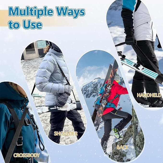 Ski Boot Straps, Adjustable Skis Shoulder Carrier Strap, Ski and Pole Carrier Strap, Skis Straps with Protector Pads Fit for Ski- s Poles, Boards, Carrying Outdoor Winter Sports Skiing Accessories
