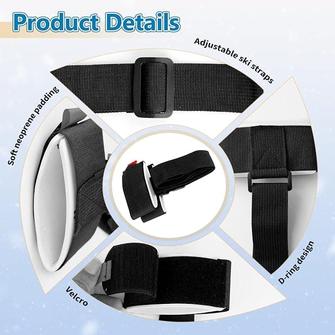 Ski Boot Straps, Adjustable Skis Shoulder Carrier Strap, Ski and Pole Carrier Strap, Skis Straps with Protector Pads Fit for Ski- s Poles, Boards, Carrying Outdoor Winter Sports Skiing Accessories