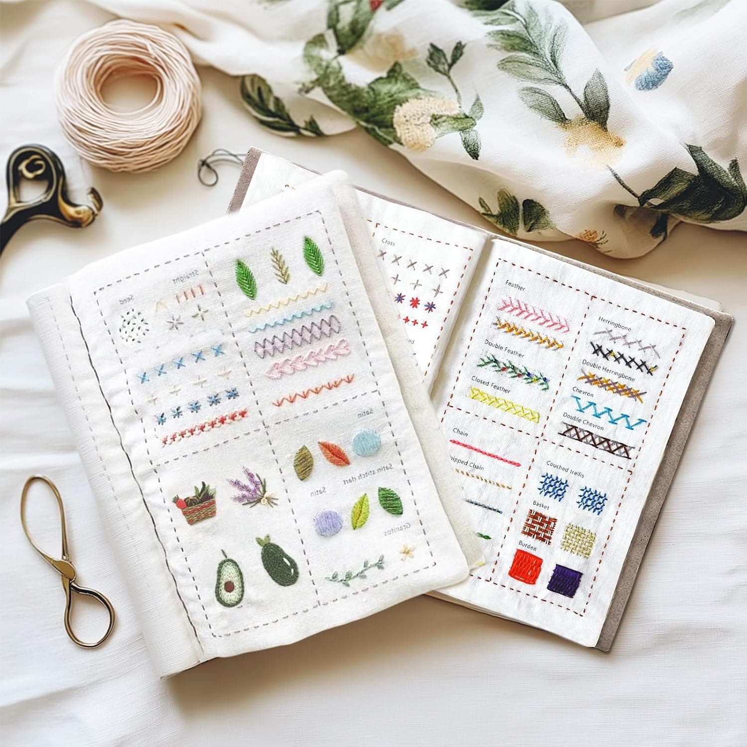 spicssa 2026 Upgraded DIY Stitch Book Kit, Embroidery Stitch Book Kit, Comprehensive Guide with Various Patterns, Complete Toolkit and Video Tutorials, Perfect for Beginners and Craft Lovers