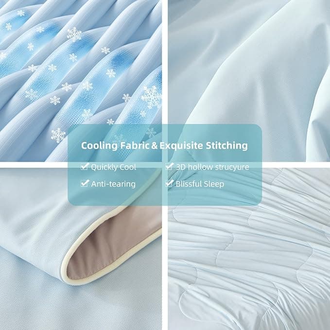 Yuncojin Cooling Comforter, Cold Blankets for Hot Sleepers and Night Sweats, Washable Lightweight Comforter，Smooth, Breathable, Soft and Comfortable (Gray Blue, Twin)