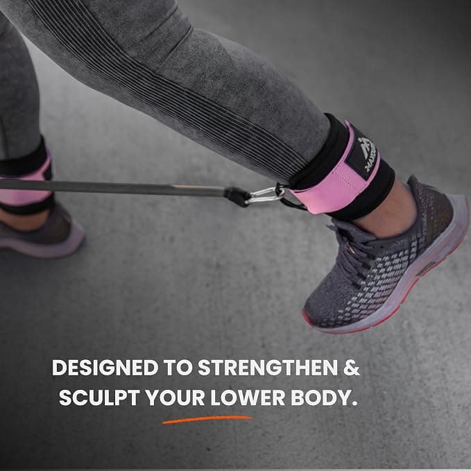MaxOut360 Gym Ankle Straps for Cable Machines, Thick Padded Ankle Cuff Cable Attachment for Booty Workouts, Kickbacks, Hip Abductors, Lower Body Exercises