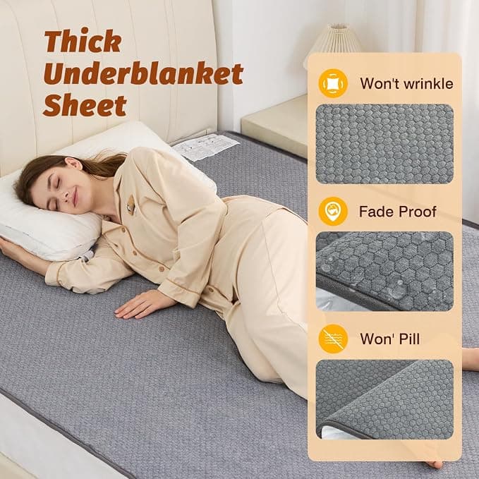 Heated Mattress Pad - California King Size(78"x84"),Electric Bed Pad,Bed Warmer,Dual Zone Control,8 Heat Settings,10 Hour Auto Off,Overheat Protection,Thick Underblanket Sheet,Machine Washable,Grey