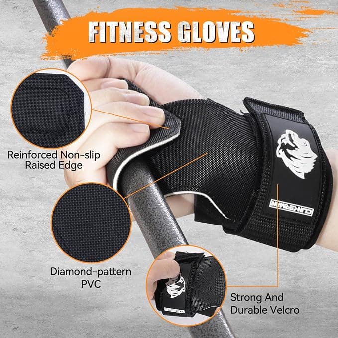 ZCFLCK 1 Pair Weight Lifting Wrist Straps, Lifting Pull Up Grips for Deadlifts and Powerlifting, Double Layer Leather Wrist Straps to Protect Wrists, Adjustable Gym Workout Gloves for Men & Women