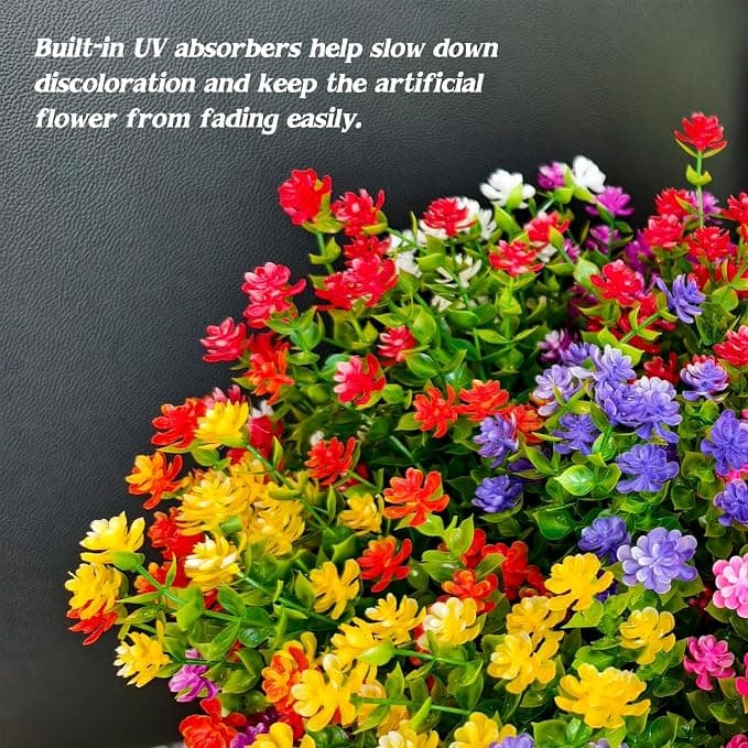 WEAUSUP 21 Bundles Artificial Outdoor Flowers Fake Plants & Greenery