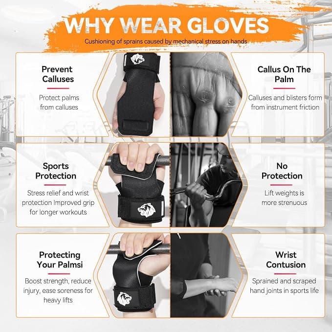 ZCFLCK 1 Pair Weight Lifting Wrist Straps, Lifting Pull Up Grips for Deadlifts and Powerlifting, Double Layer Leather Wrist Straps to Protect Wrists, Adjustable Gym Workout Gloves for Men & Women