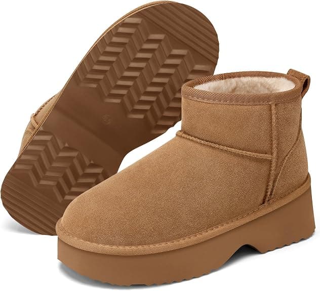 TEMOFON Snow Boots for Women Platform Winter Ankle Booties Suede Waterproof Mini Warm Fur Comfortable Outdoor Shoes 2025