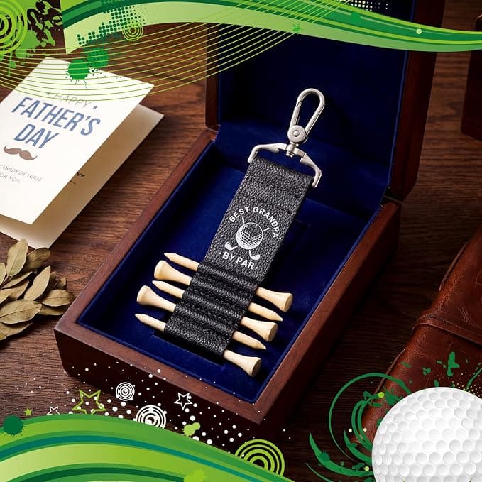 Ceenna 5 Pcs Father's Day Golf Tees Holder Set Wooden Tees Birthday Golf Gift for Men Grandpa from Daughter Son(Best Grandpa by Par)