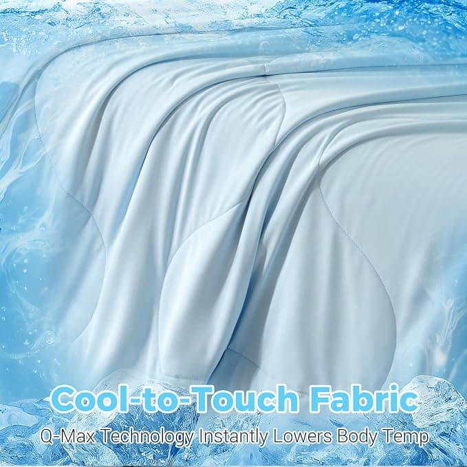 Yuncojin Cooling Comforter, Cold Blankets for Hot Sleepers and Night Sweats, Washable Lightweight Comforter，Smooth, Breathable, Soft and Comfortable (Gray Blue, Twin)