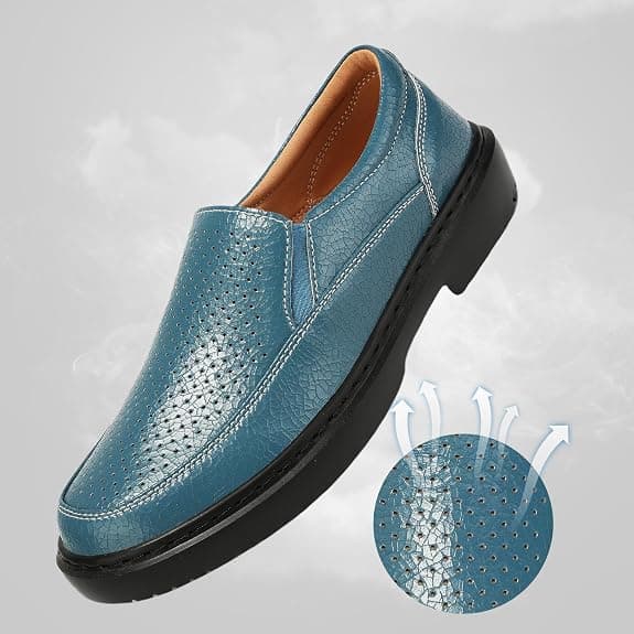 BEAUSEEN Women's Comfort Slip-On Loafers Breathable Driving Mocs Walking Shoes Comfort Business Casual Dress Flats Shoes for Women Azure, 8.5 US