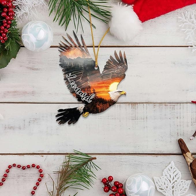 AVERXO Christmas Bald Eagles Gifts for Men Women - 2D Flat (Not 3D) Suncatcher Christmas Ornaments 2025 - Eagle Ornaments for Tree, American Eagle Ornament, Eagle Gifts for Men Women, Birds Lover Gift
