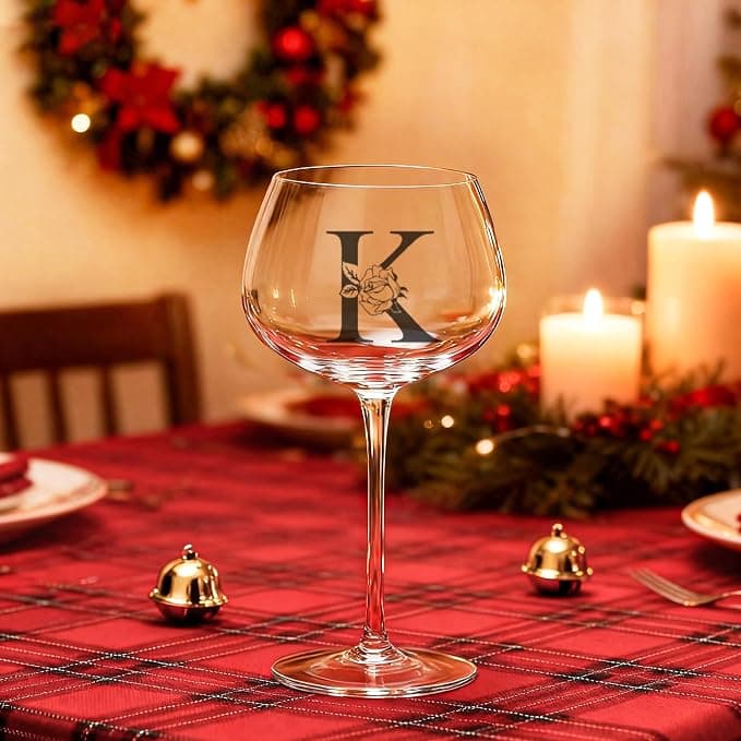 L＆J Home Personalized Wine Glasses Gifts for Women,Monogrammed Customized A-Z Initial Wine Gift,Birthday,Christmas,Valentines Day,Mothers Day gifts for Women,Mom,Wife,Best Friend,Sister (Letter K)