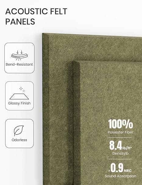Felt Bulletin Board Tiles -28"x18" Cork Board Alternative for Office Decor, Push Pin Board Wall Organizer 6-Pack - Sage