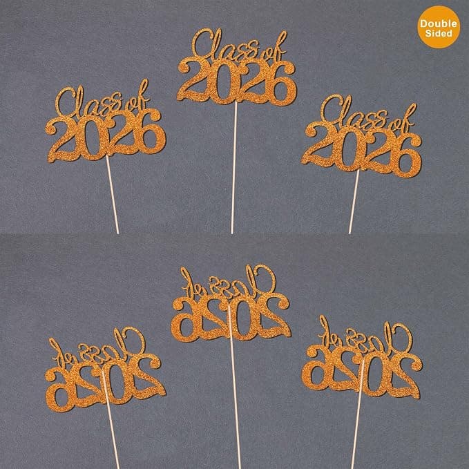 10 PCS Graduation Class Centerpieces Orange Class of 2026 Graduation Centerpieces, 2026 Centerpieces for Tables Cake Toppers