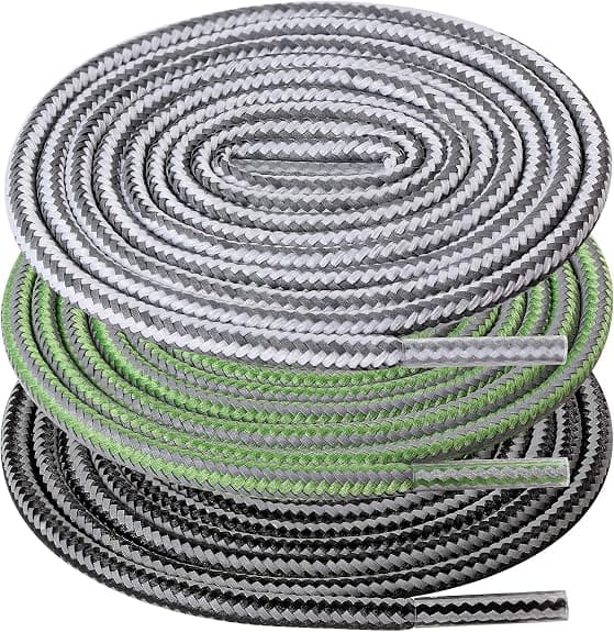 UpUGo 3 Pair Boot Shoe Laces, Round Shoelaces for Athletic Running Hiking Sneakers Shoes Boot