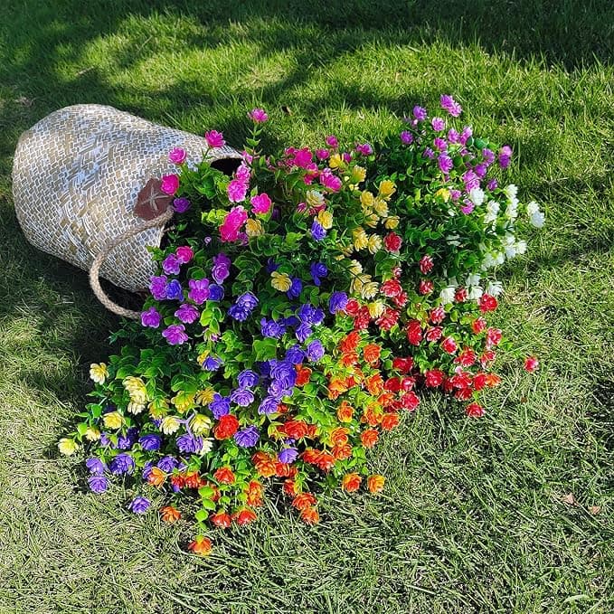 WEAUSUP 21 Bundles Artificial Outdoor Flowers Fake Plants & Greenery